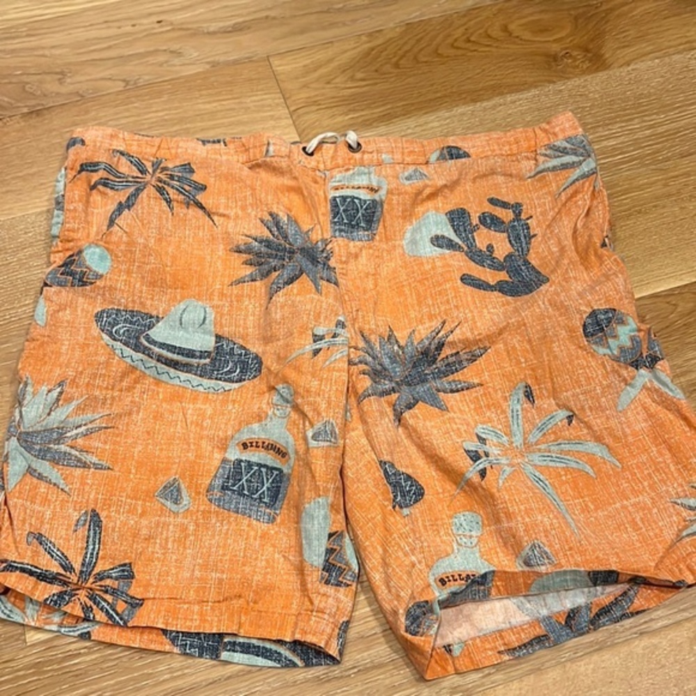 Billabong Casual Drawstring Shorts‎ Orange Desert Fiesta Cactus Men's Medium